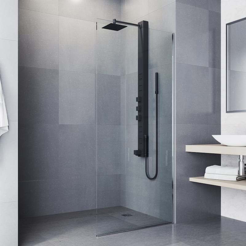 VIGO Bowery 58" H x 4" W 4-Jet Shower Panel with Square Shower Head and Tub Filler