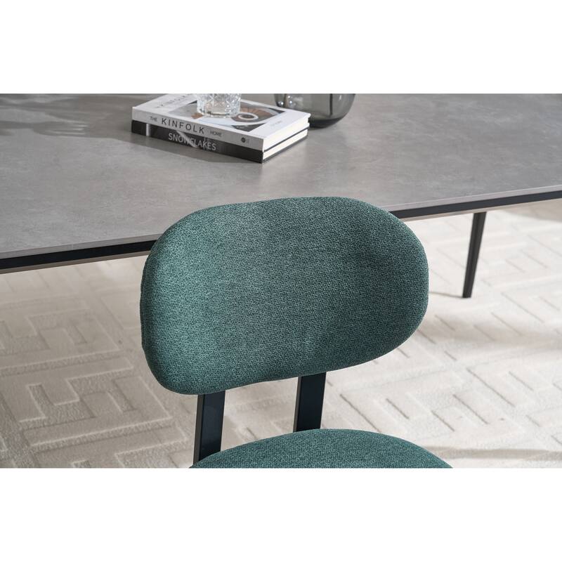 Modern Curved 2 Piece Kitchen Dining Chairs with Cushions, Backrest, Metal Legs for Dining Room Kitchen Living Room Bedroom