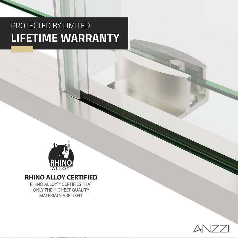 ANZZI Series 56 to 60 in. x 76 in. Frameless Shower Door with Sliding with Tsunami Guard Tempered Clear Glass