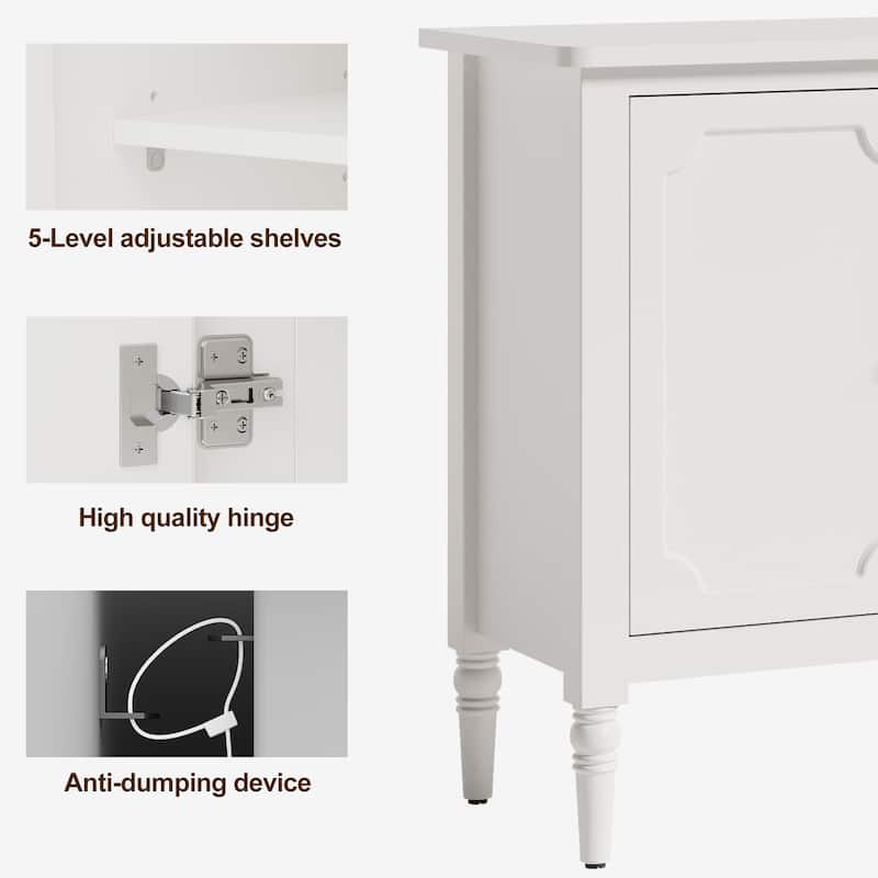 58" W Sideboard Cabinet with Adjustable Shelves and 4 Doors