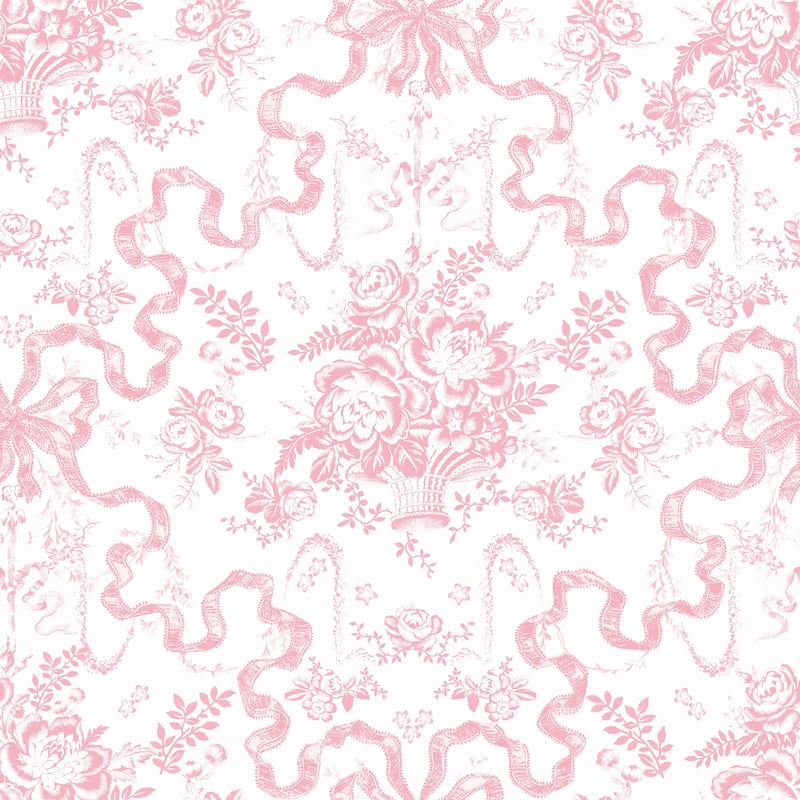 A-Street Prints Fairytale Peony Pink Toile Wallpaper
