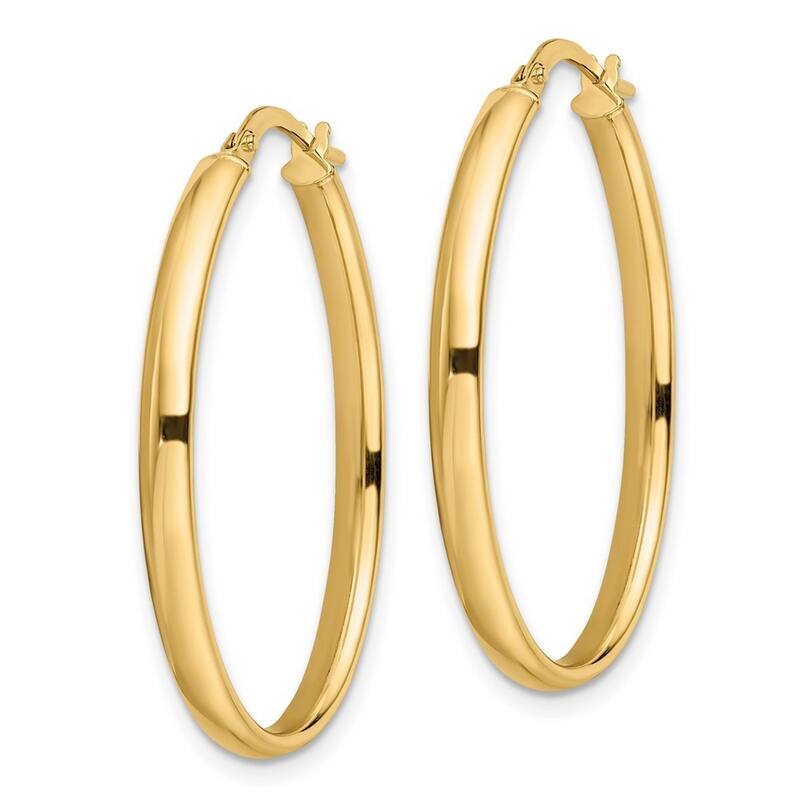 Curata 14k Yellow Gold 34x3mm Polished Domed Long Oval Hoop Earrings