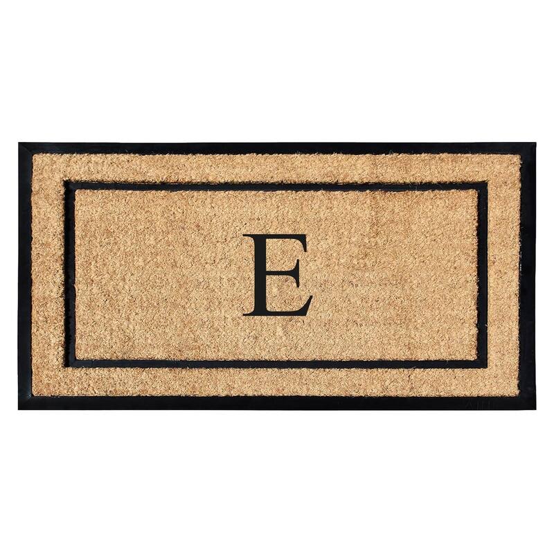 A1HC Natural Coir Monogrammed Door Mat for Front Door, Durable Large Outdoor Rug, Heavy Duty Welcome Doormat - 24" X 48" - E