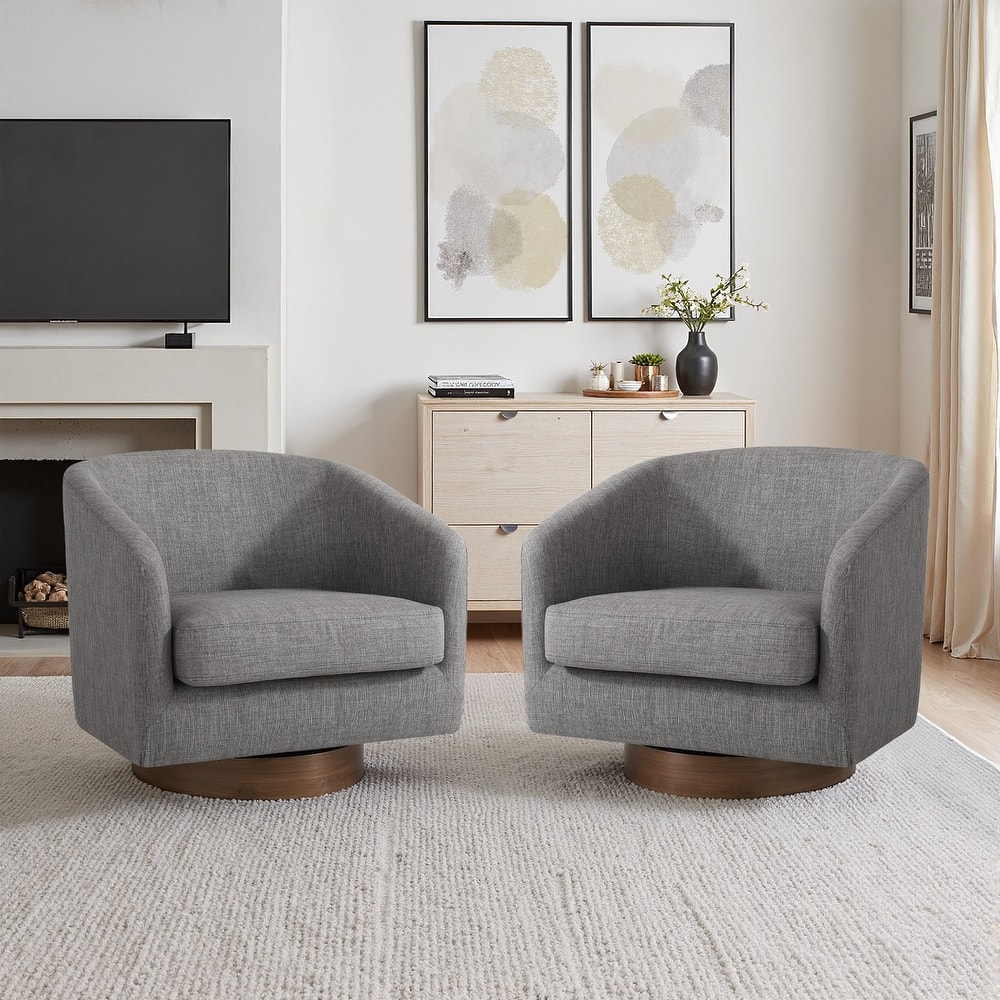 Modern Linen Chenille 360°Swivel Barrel Chair
