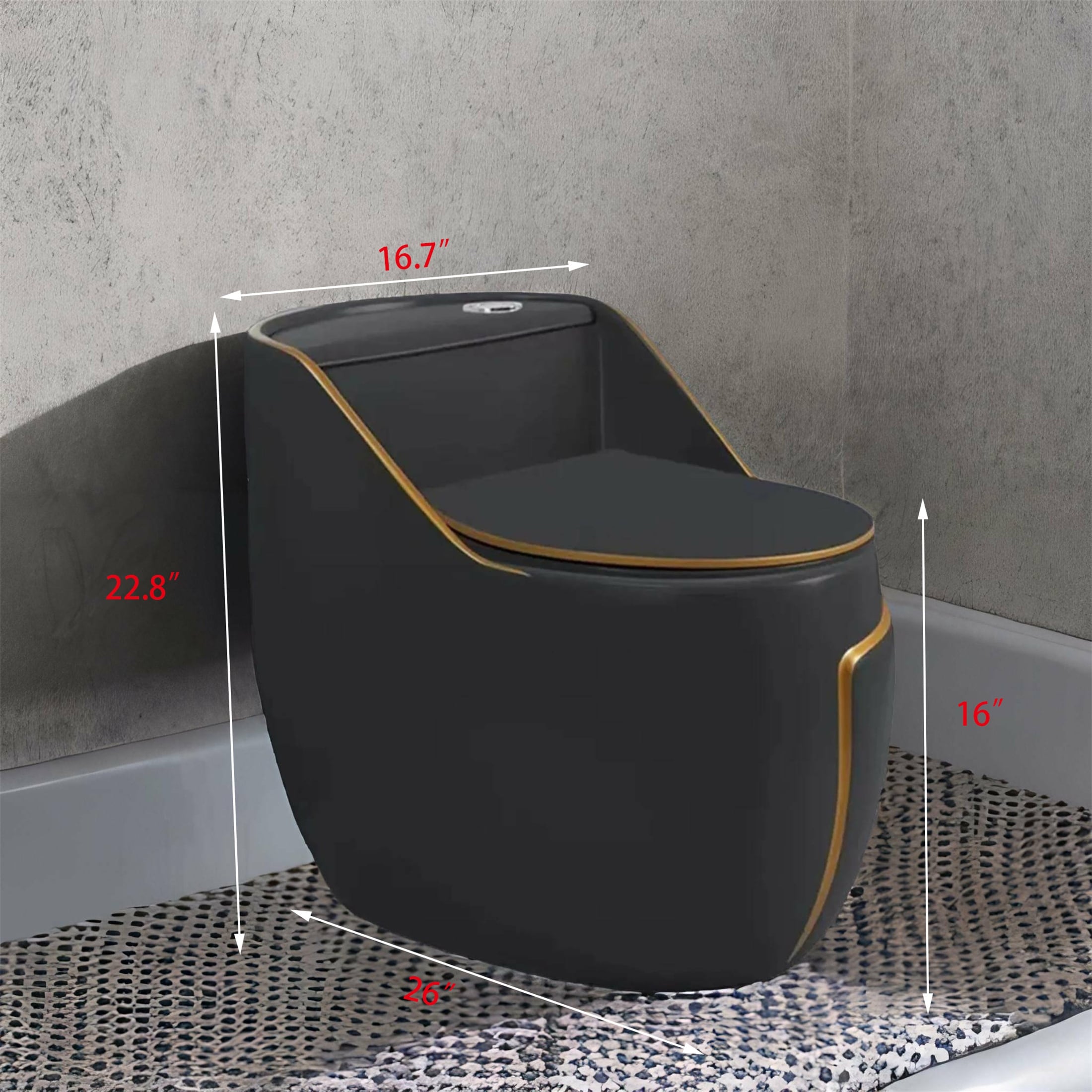 独特な店 Black Double with Toilet Piece One Ceramic Flushing Gear ルアー・フライ