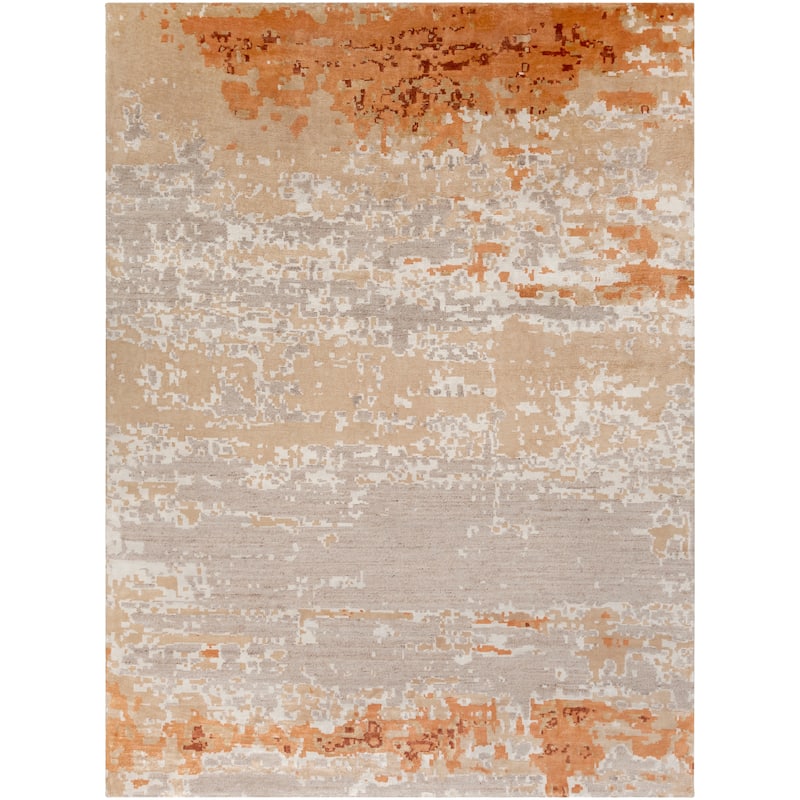 Hand-Knotted Keys Art Silk/Wool Area Rug - 8' x 11' - 8' x 11' - Tan