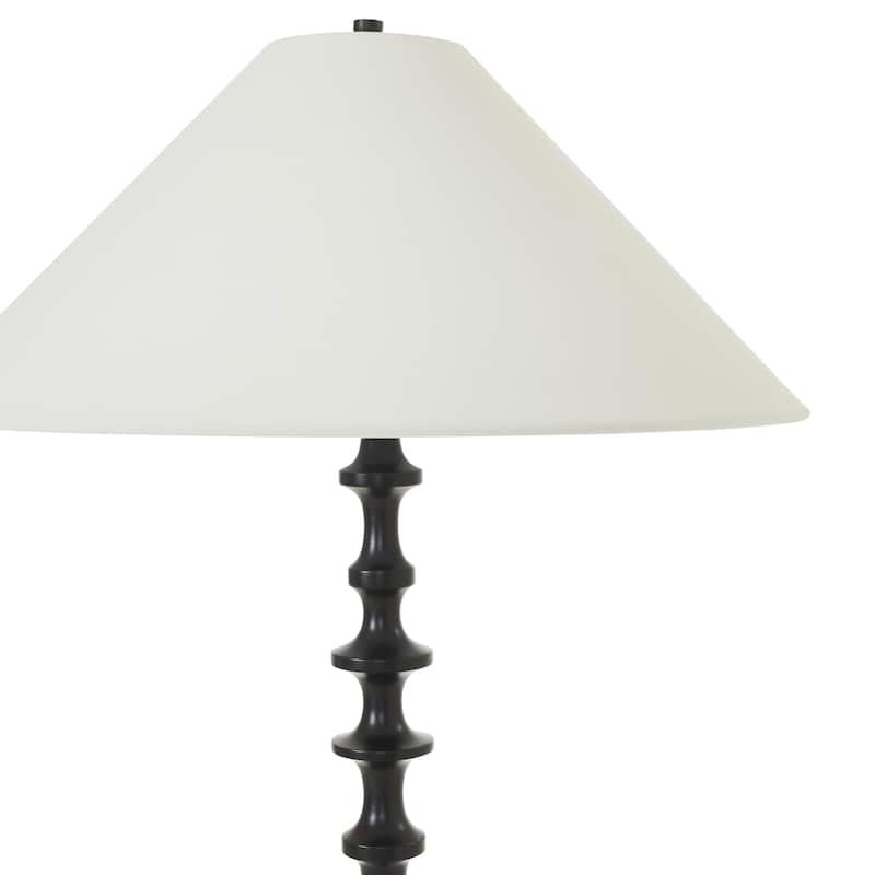 Renwil Petrus 62.5" Tall Matte Black Floor Lamp with Tapered Linen Shade