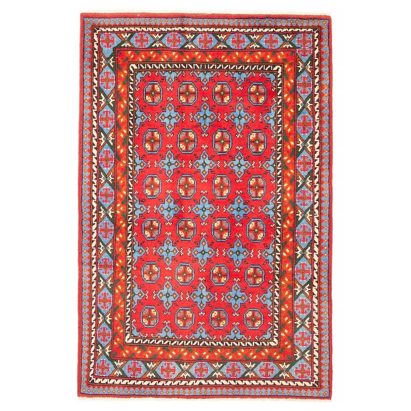 ECARPETGALLERY Hand-knotted Uzbek Kargahi Red Wool Rug - 4'2 x 6'3 - 4'2 x 6'3 - Red