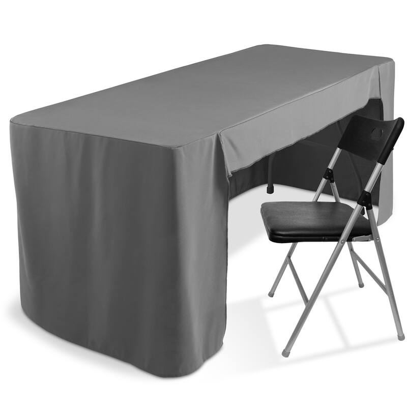 6ft Fitted Tablecloth with Open Back Trade Show Table Cover - 6 ft