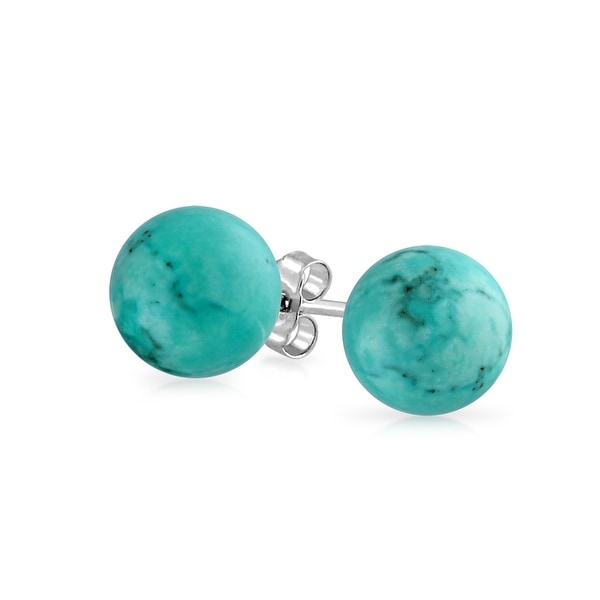 Bling Jewelry Silver Plated Ball Reconsuted Turquoise Bling Jewelry Silver Plated Ball Reconsuted Turquoise Earrings Studs 10mm