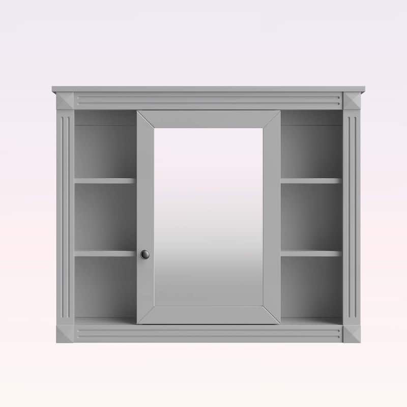 Functional Design Wall Mounted Bathroom Storage Cabinet with Mirror,6 Open Shelves,for Enhanced Organization