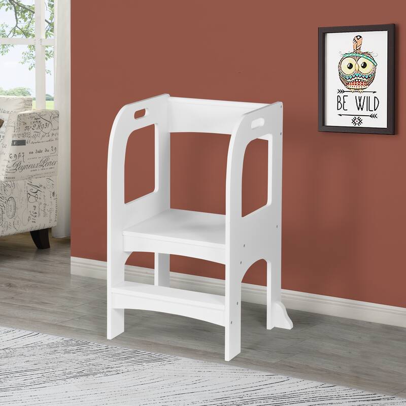 Anmytek Kids Step Stool Child Standing Tower White Toddler Kitchen Counter - White