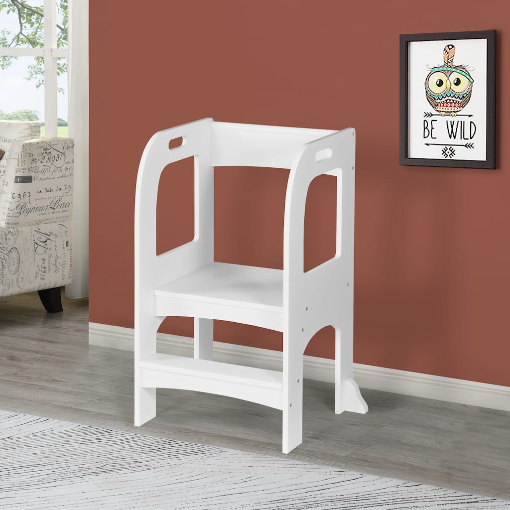 Anmytek Kids Step Stool Child Standing Tower White Toddler Kitchen Counter