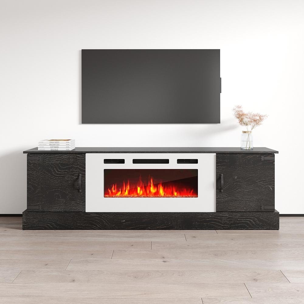 Meble Furniture Carmen WH-EF Fireplace TV Stand for up to 85" TVs - 78.7"W x 24.1"H x 15.7"D