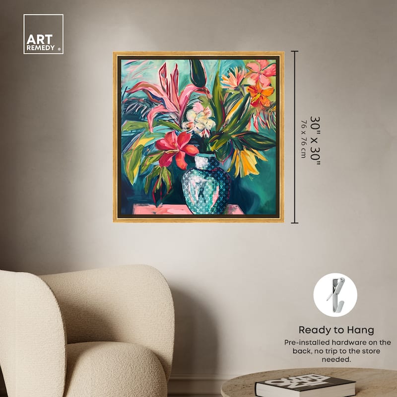 Art Remedy Vase Of Tropical Flowers Framed Flowers In Vase Paintings