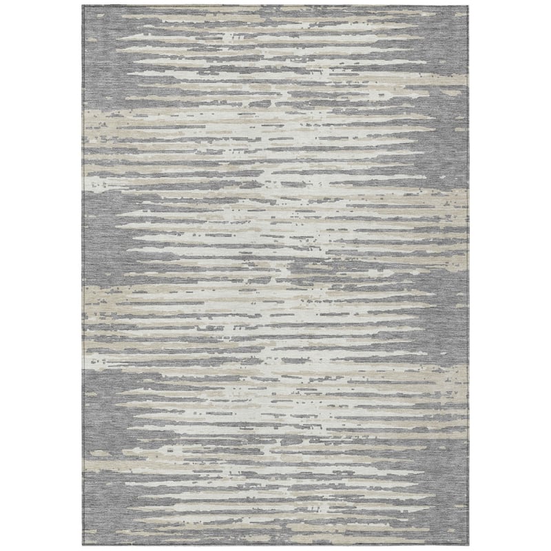 HomeRoots Striped Transitional Rectangle Outdoor Rug