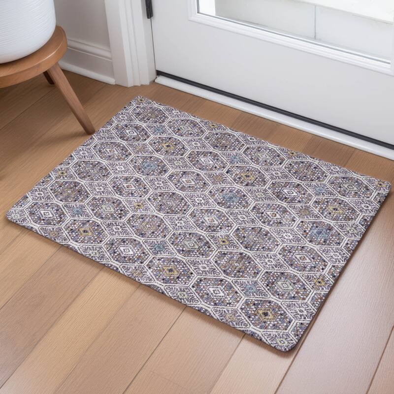 Machine Washable Indoor/ Outdoor Modern Hexi Chantille Rug