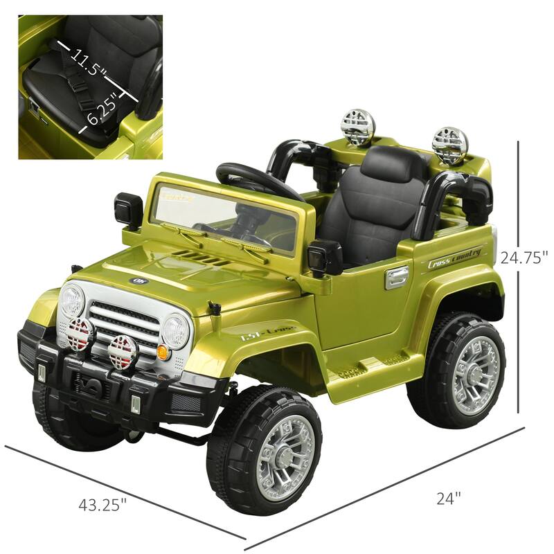 Kids Electric Ride-On Car, 12V Off-Road Truck with MP3, Remote Control, Horn, and Steering Wheel