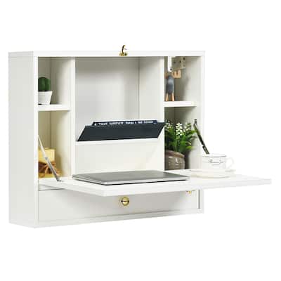 Wall Mounted Desk Multifunction Floating Desk Storage Cabinet