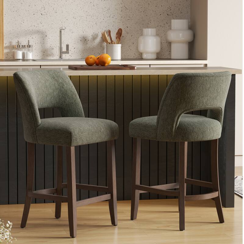 Set of 2/4/6,Upholstered Counter Height Bar Stools,Modern Counter Stools with Wood Legs for Kitchen Island Dining Room Bar