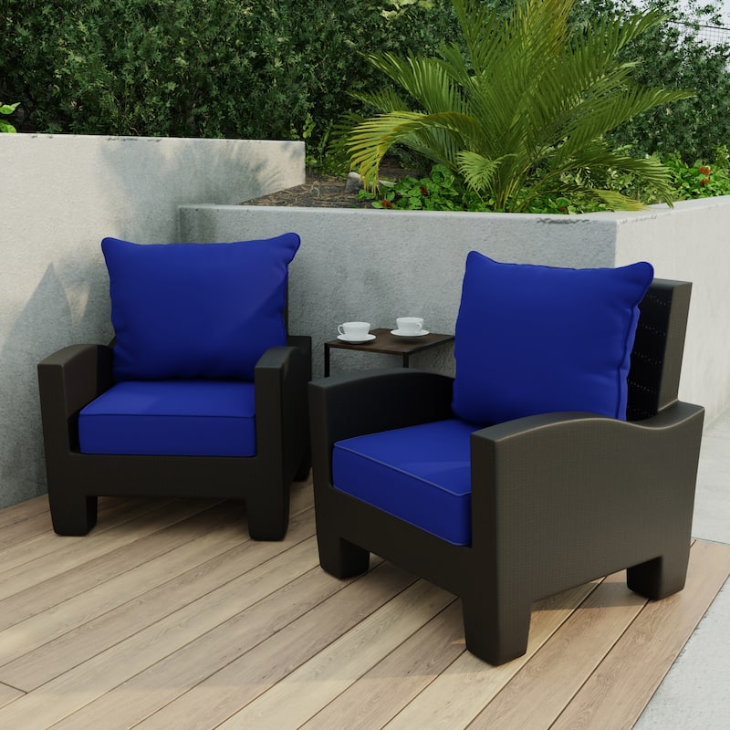 24" x 47" Blue Solid Outdoor Deep Seat Cushion Set with Welt - 38'' L x 21'' W x 3.5'' H - Veranda Cobalt