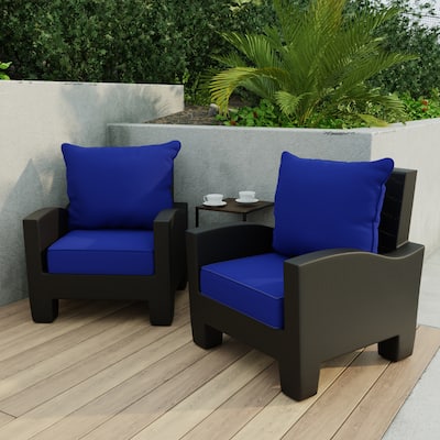 24" x 47" Blue Solid Outdoor Deep Seat Cushion Set with Welt - 38'' L x 21'' W x 3.5'' H