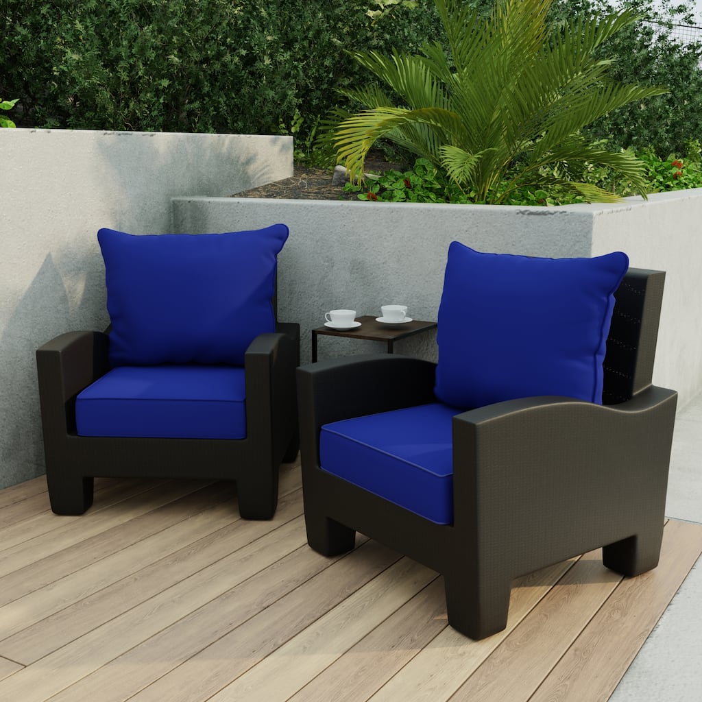 24" x 47" Blue Solid Outdoor Deep Seat Cushion Set with Welt - 38'' L x 21'' W x 3.5'' H