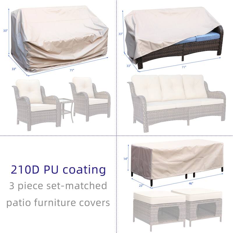 Patio Furniture Sets Chair Storage Ottoman and Outdoor Sofa with Cover