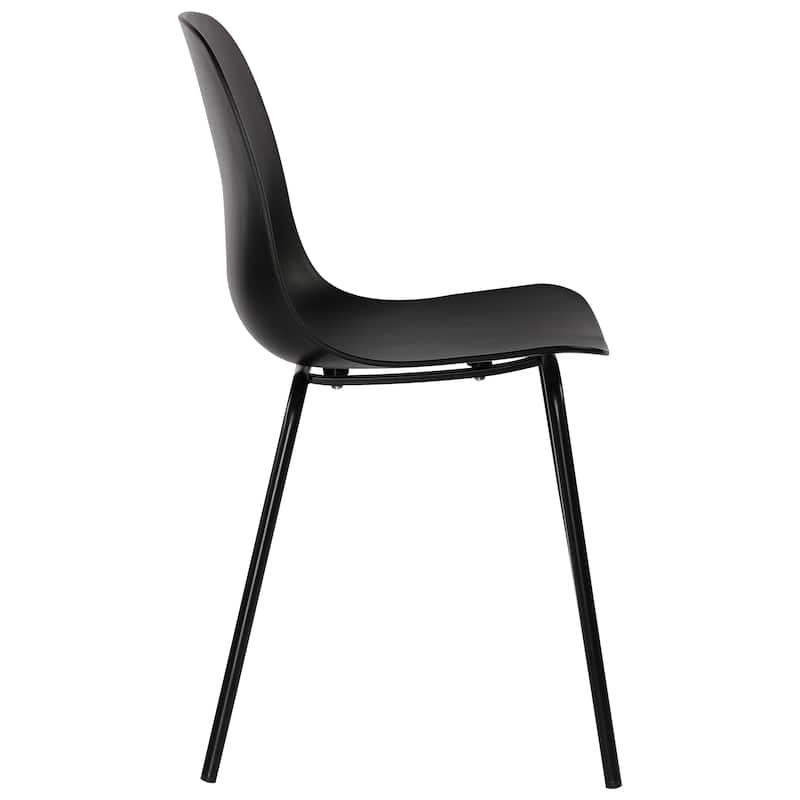 Modern Plastic Dining Chairs Industrial Side Chairs with Metal Legs Set of 2