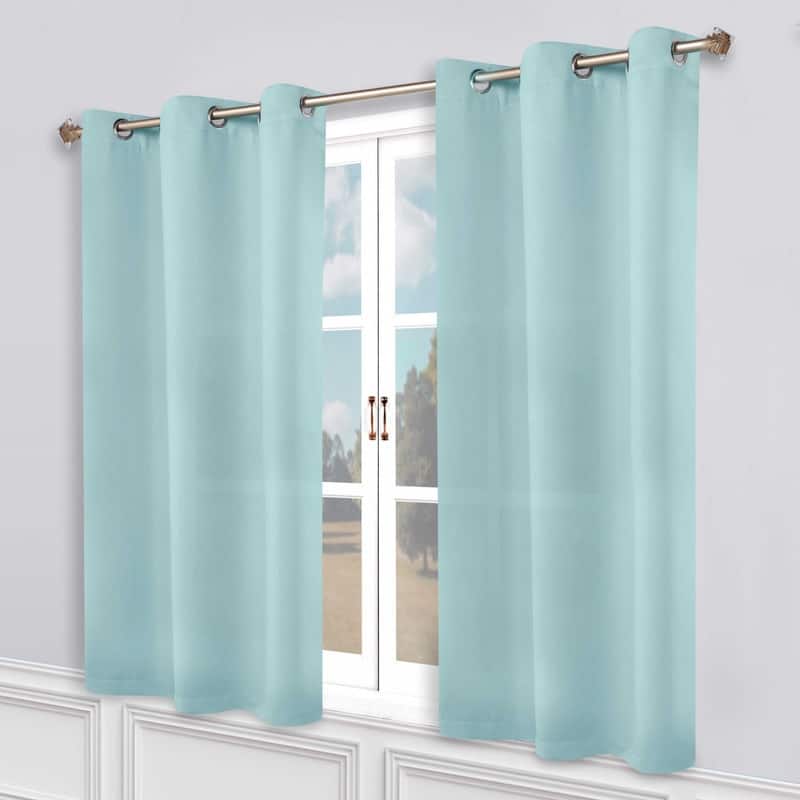 Superior Modern Solid Washable Room Darkening Curtains, Set of 2 Panels - 8PC- 52" x 63" - Green Lily