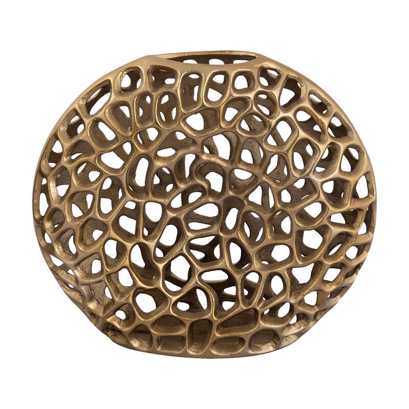 Elk Home Reef Brass Metal Contemporary 11 Inch Wide Vase