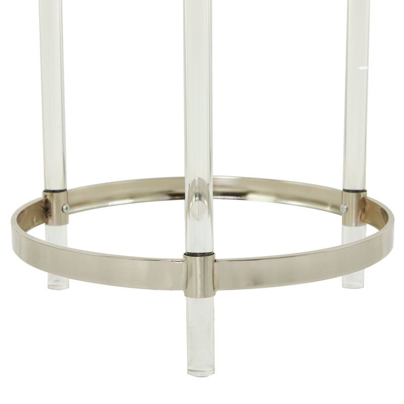 Minimalist Acrylic Plastic Accent Table with Mirrored Glass Top - Gold or Silver