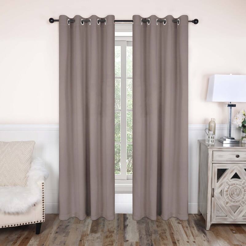 Superior Solid Machine Washable Room Darkening Grommet Blackout Curtains, Set of 2 - 52" x 72" - Taupe
