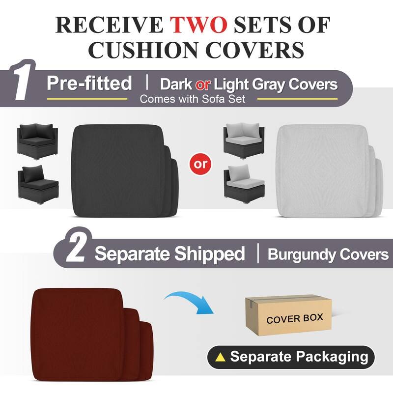 FINCATI 11 Pieces Patio Furniture Set Outdoor Sectional Sofa with Firepit Table