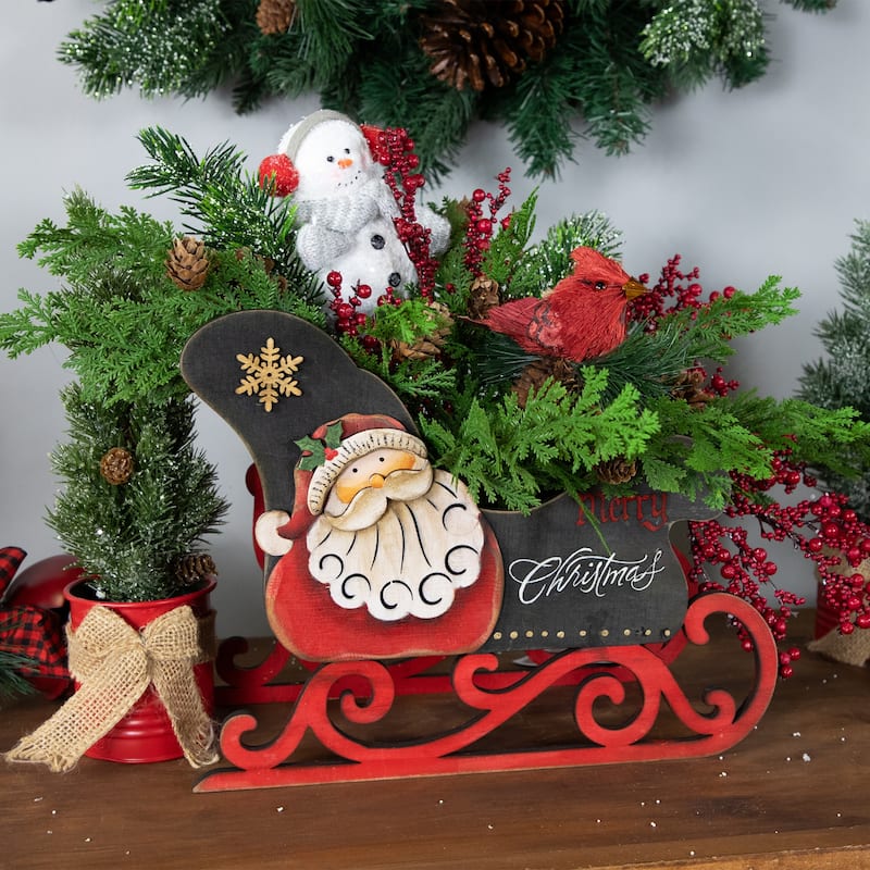 11.5" Santa Claus "Merry Christmas" Sleigh Decoration