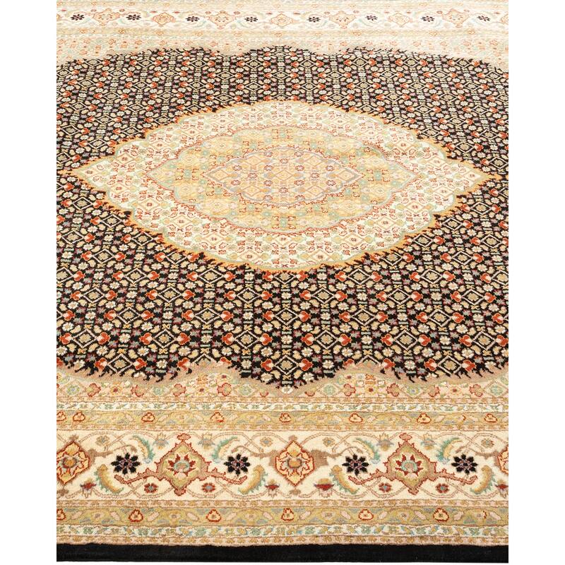 Overton Hand Knotted Wool Traditional Oriental Black Area Rug - 6' x 9'