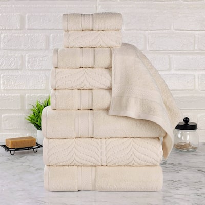 Superior Chevron Zero Twist Solid and Jacquard Cotton 9 Piece Towel Set