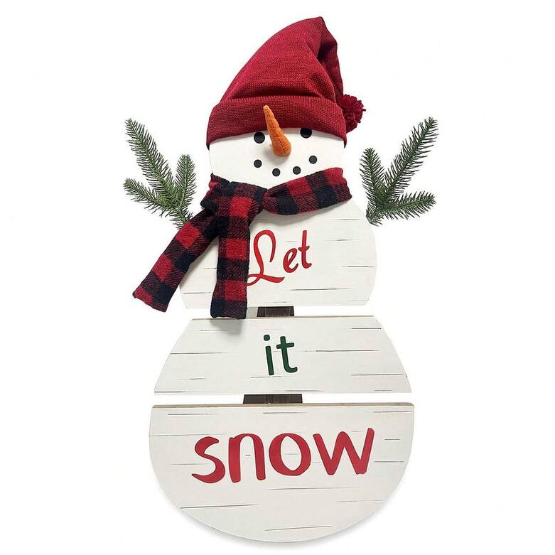 28‘’ H Wooden Snowman Christmas Porch Sign, Outdoor Christmas Decorations for Porch & Front Door Holiday Décor