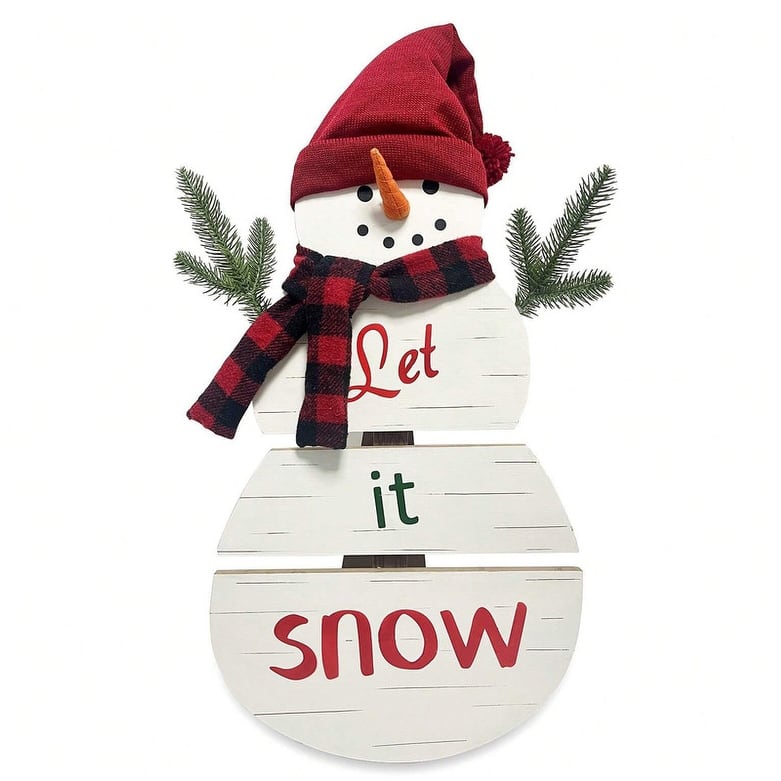 28‘’ H Wooden Snowman Christmas Porch Sign, Outdoor Christmas Decorations for Porch & Front Door Holiday Décor