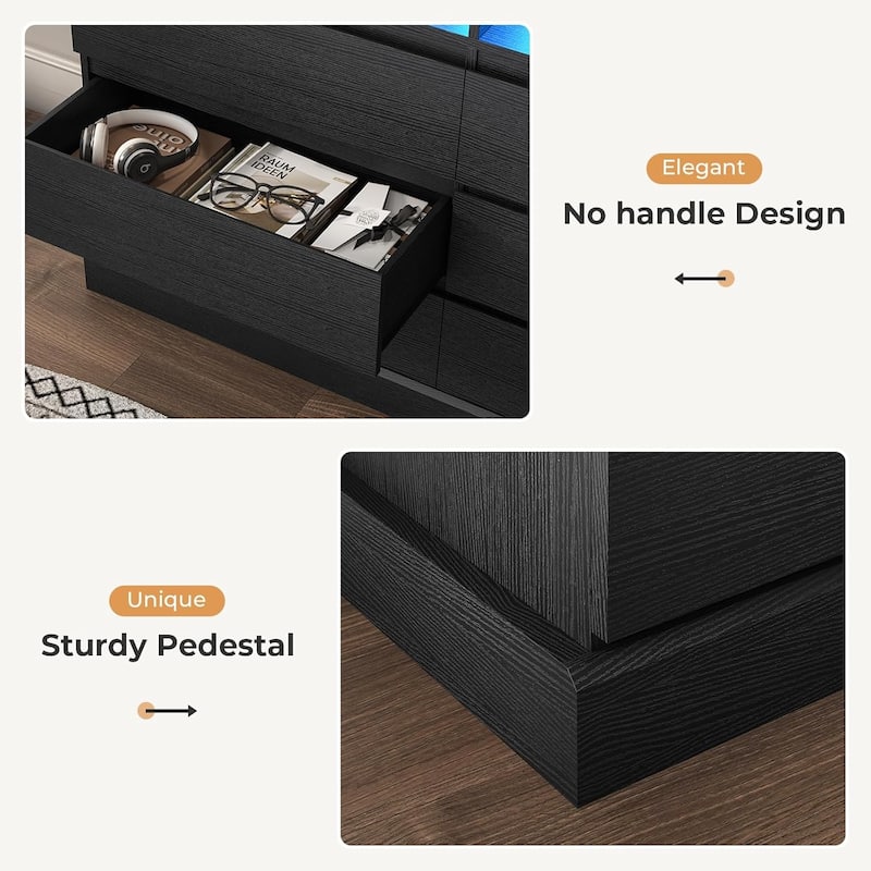Bedroom Dresser Charging Station Storage Drawers Chest of Drawers