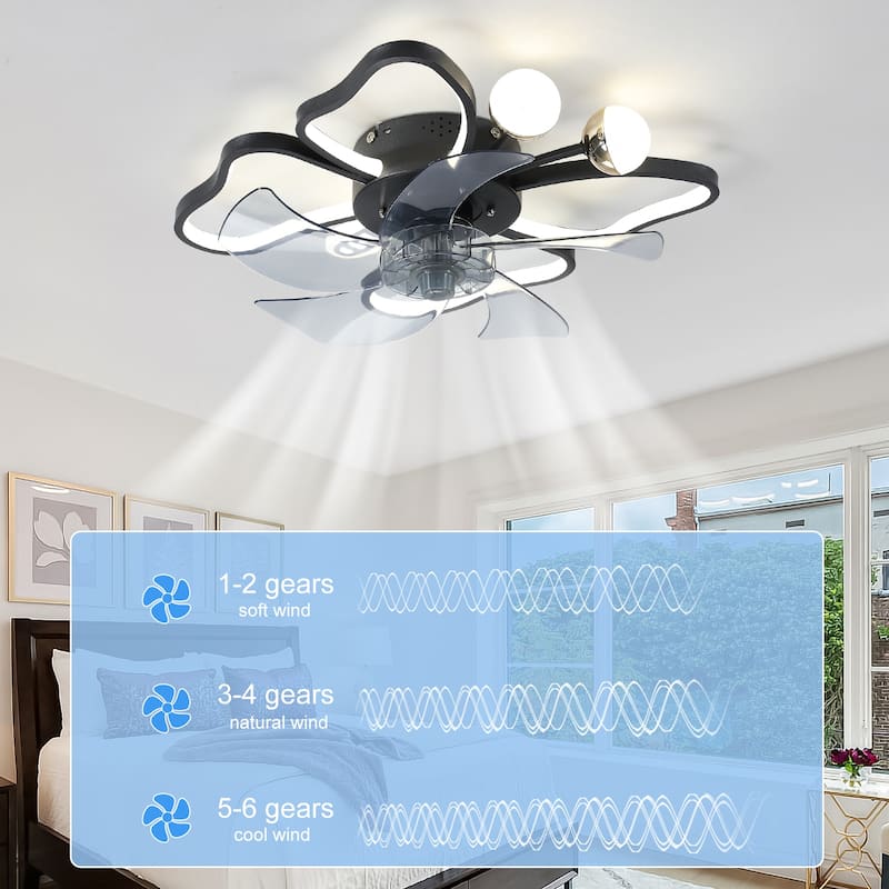 Modern Butterfly Design Styling Black Ceiling Fan Light with Remote Control Timing Function, Noiseless, Children's Favorite
