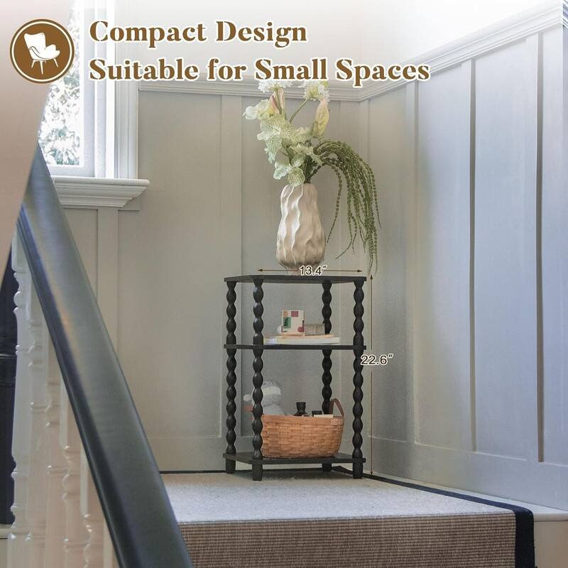Small End Table with Storage Shelf Vintage Nightstand Bedside Table