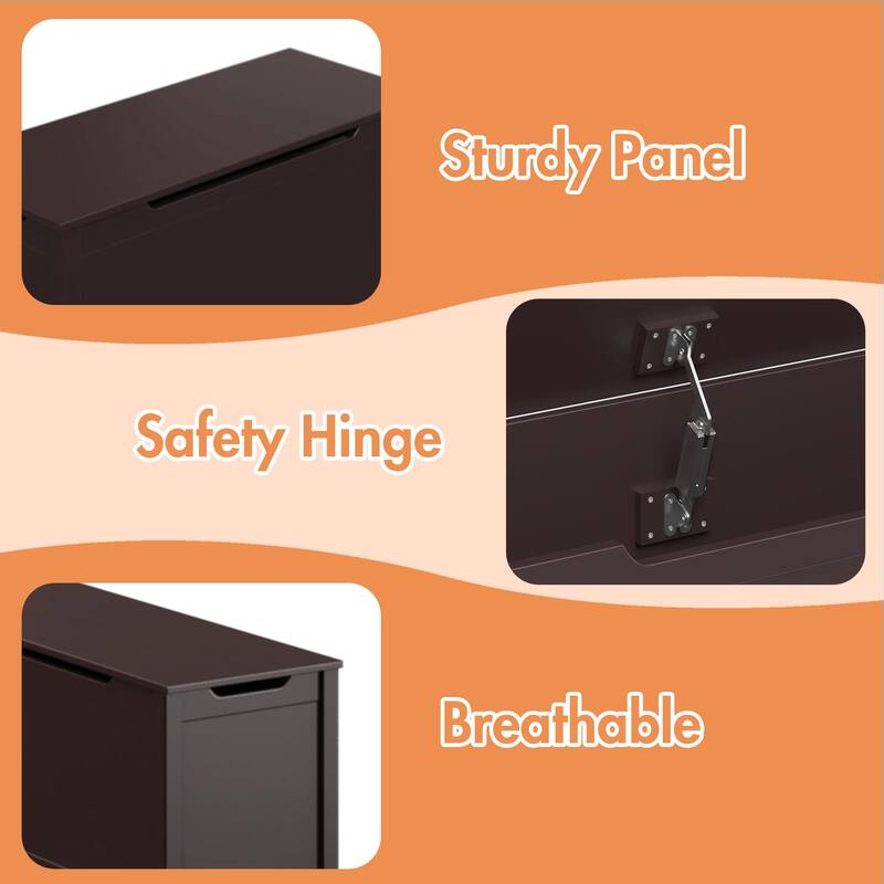Kids Wooden Toy Box Storage with Safety Hinged Lid for Ages 3+ For Living Room,Dining Room,Entryway