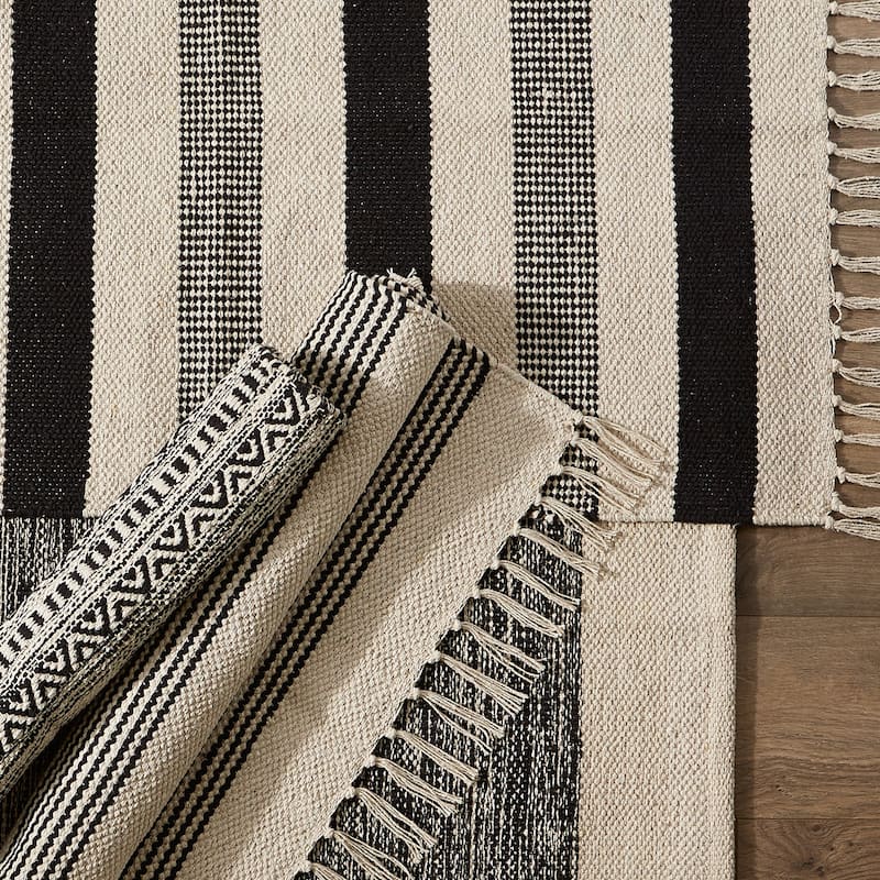DII Stone Dobby Stripe Hand-Loomed Rug 2ft 6inx6 Ft - 36.0 In. L X 24.0 In. W X 0.2 In. H