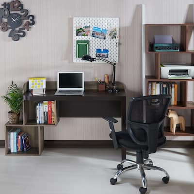 Cazy Modern Walnut 57-inch 2-Shelf Computer Desk by Furniture of America