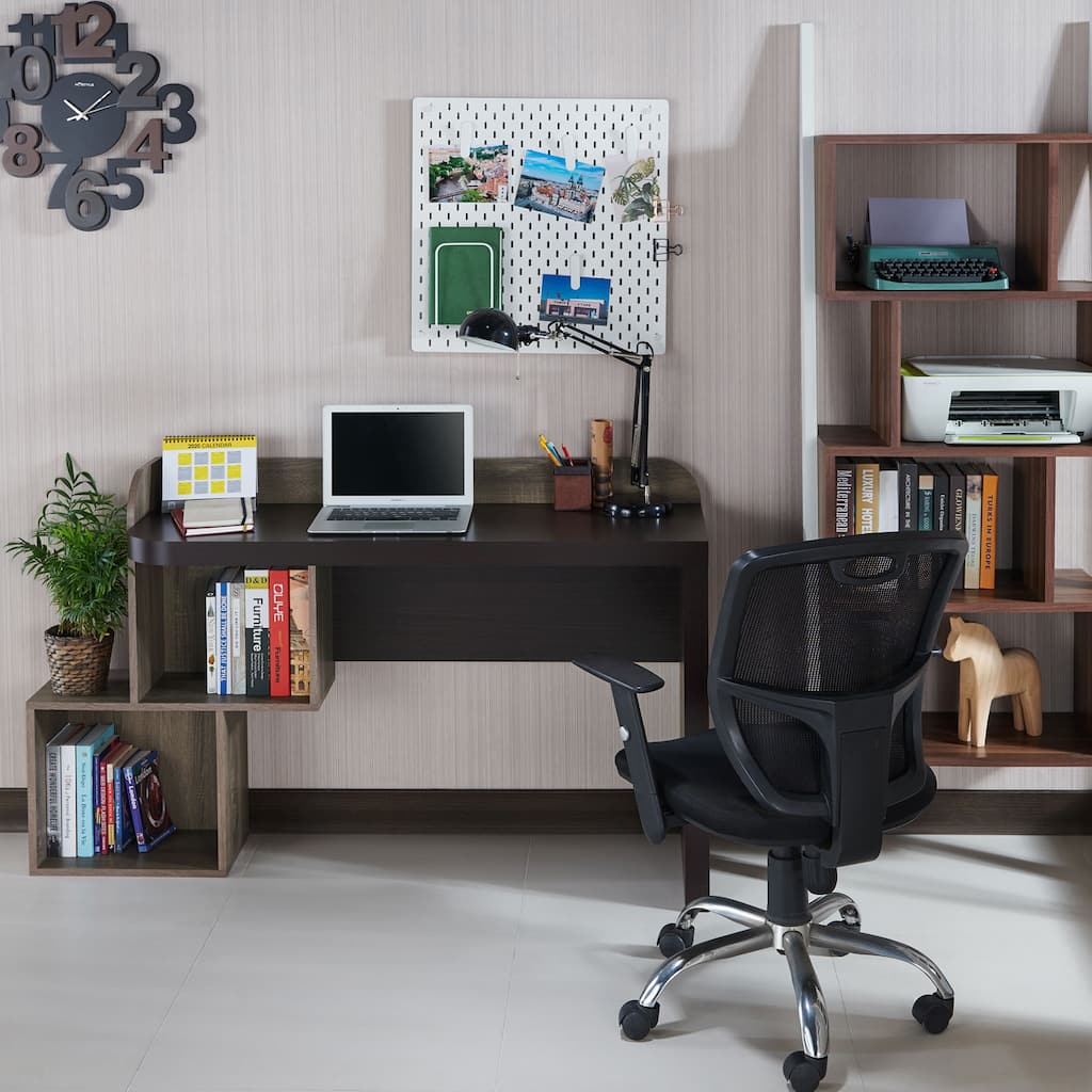 Cazy Modern Walnut 57-inch 2-Shelf Computer Desk by Furniture of America