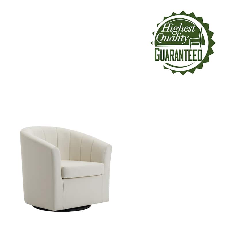 Porthos Home Manon Swivel Faux Leather Barrel Accent Chair with Removable Seat Cushion