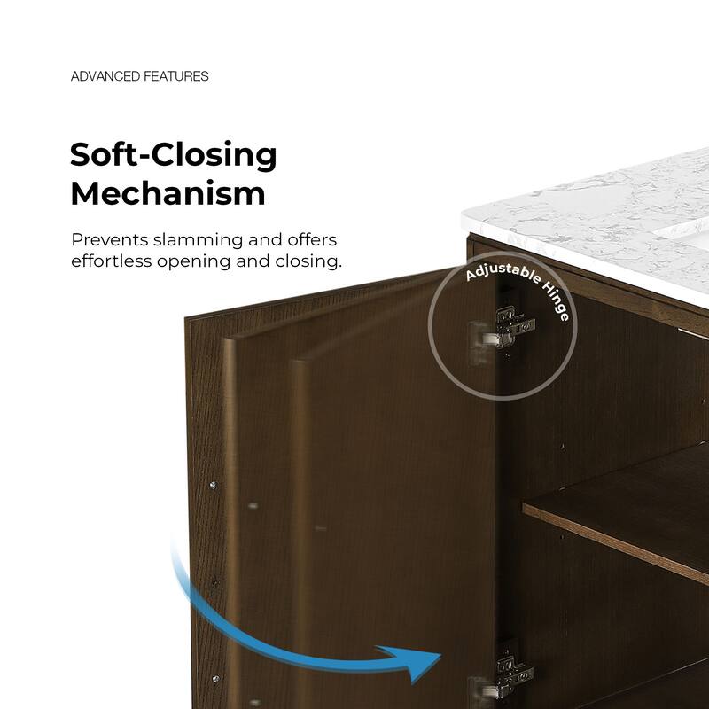 OVE Hale Aged Oak Bathroom Vanity with Engineered Marble Top