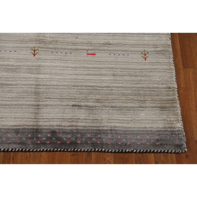 Tribal Animals Gabbeh Indian Rug Hand-Knotted Wool Carpet - 4'0" x 5'10"