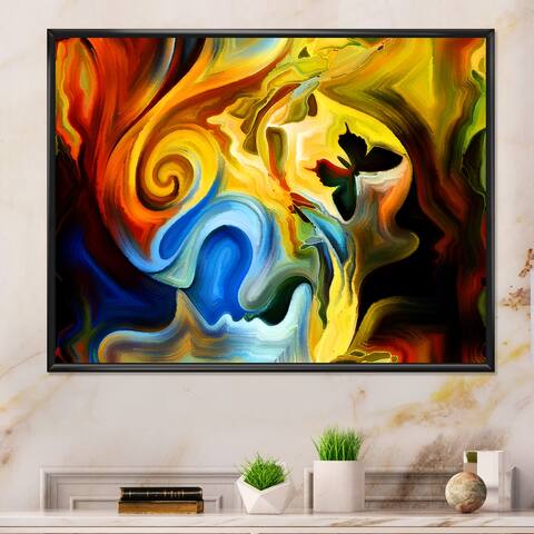 Designart "Voyages To Inner Paint" Modern Framed Canvas Wall Decor